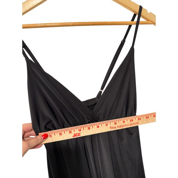 Sezane Vintage S Stretchy Black Slip Disco Dress 70s Minimalist Glam Whimsy Goth - Picture 8 of 11